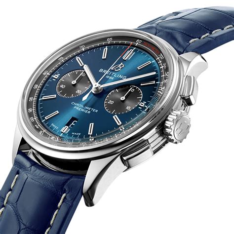 breitling premier day date blue|breitling b01 chronograph 42.